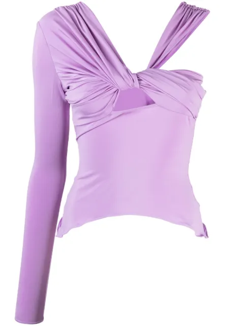 Nensi Dojaka one-shoulder asymmetric top Purple NDSS23TOP040