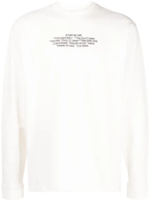Bethany Williams logo-print long-sleeved T-shirt Blue BWSS23085T03