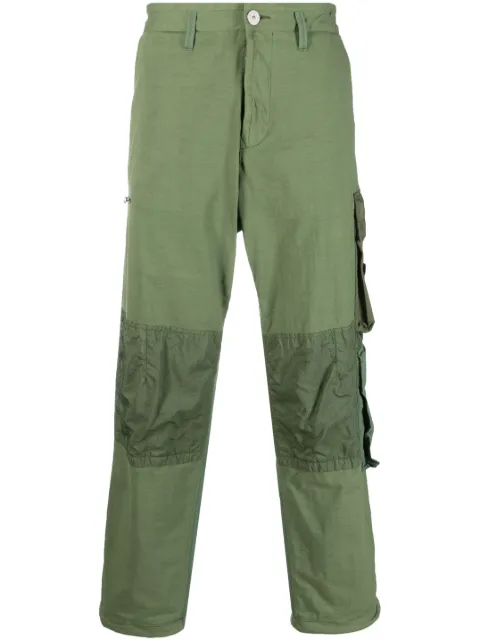 Stone Island panelled straight-leg cargo trousers Green 781532032