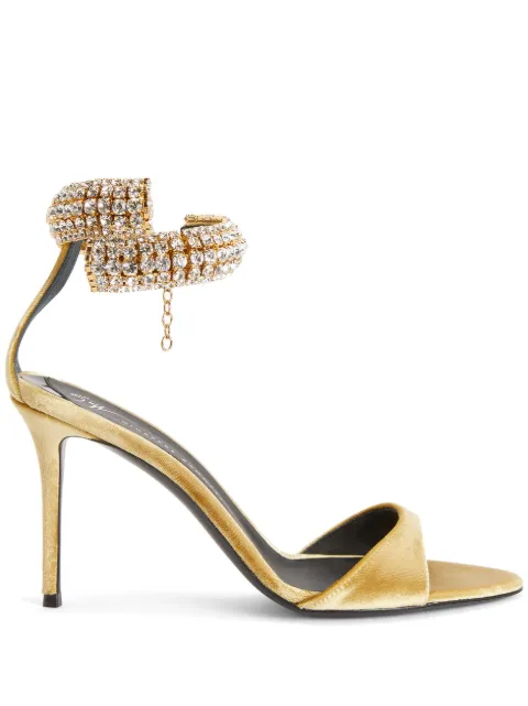 Giuseppe Zanotti Intriigo Bijoux velvet sandals Gold E300072012