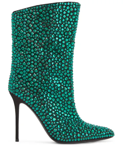Giuseppe Zanotti 105mm Merissa Sparkle boots Green I370013002