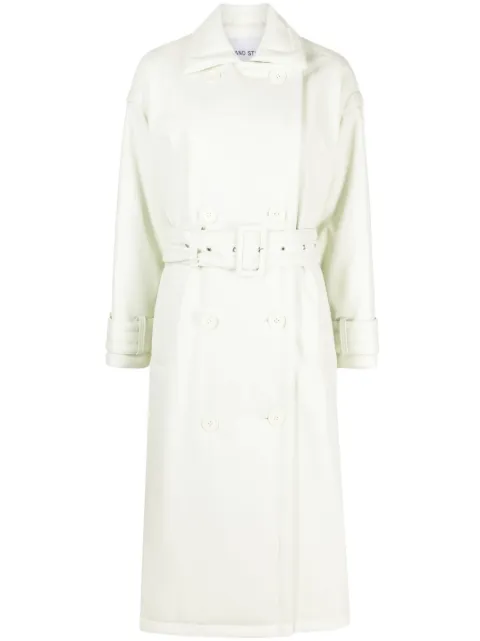 STAND STUDIO Emily double-breasted belted trench coat Green 618068710