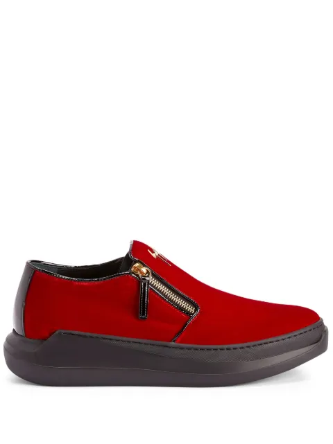 Giuseppe Zanotti Conley zipped velvet sneakers Red IU20005014