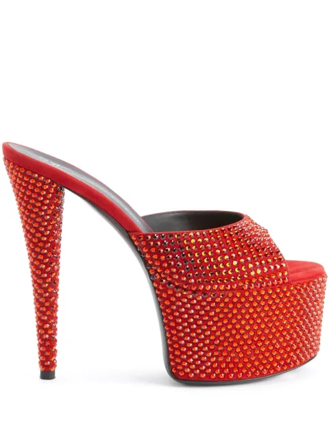 Giuseppe Zanotti 150mm GZ Aida crystal -embellished platform sandals Red E300065006