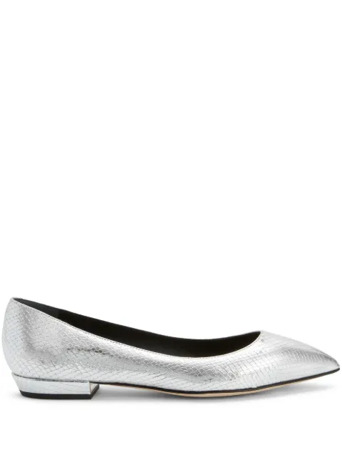 Giuseppe Zanotti Dhalia snakeskin-effect ballerina shoes Silver I260026H01