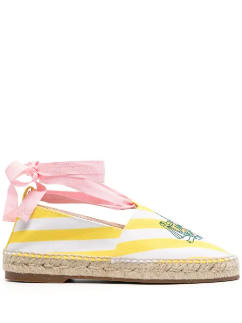 Maison Kitsuné striped lace-up espadrilles Yellow KW04108WW9000