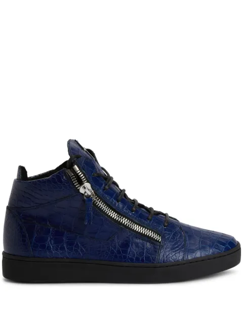 Giuseppe Zanotti Kriss crocodile-effect mid-top sneakers Blue RU10072K47