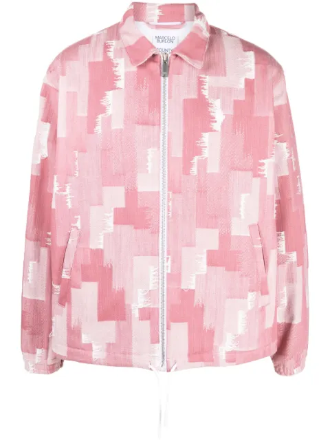 COUNTY OF MILAN geometric-print shirt jacket Pink CMEM006S23FAB0023034