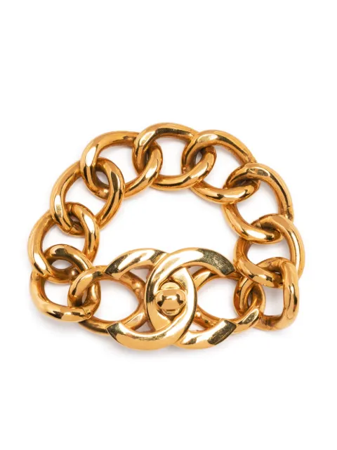 CHANEL Pre-Owned 1996 CC turn-lock chunky bracelet Gold BR96P