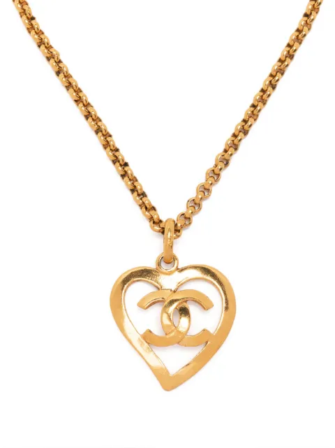 CHANEL Pre-Owned 1995 CC heart pendant necklace Gold NC95P