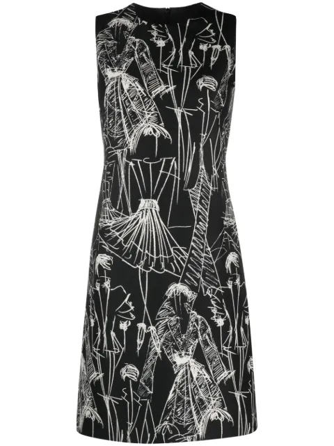 Akris Croquis-print sleeveless minidress Black 430614099481