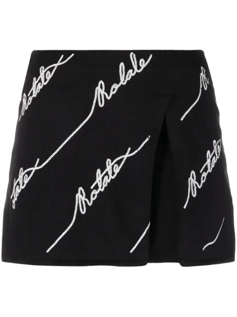 ROTATE BIRGER CHRISTENSEN logo-embellished knitted miniskirt Black 110111100