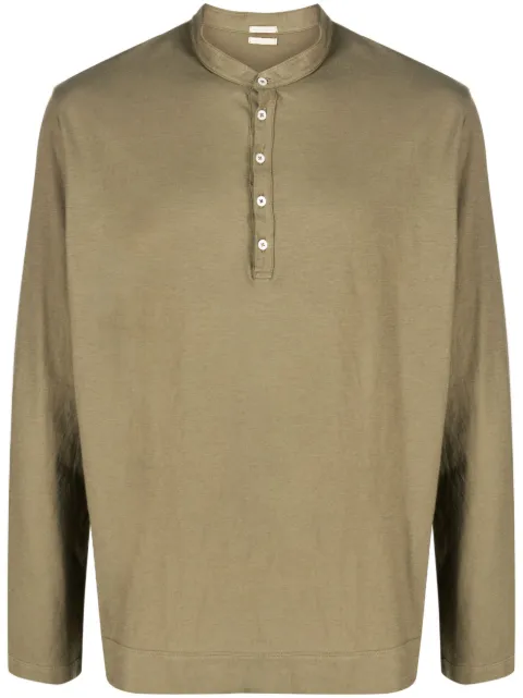 Massimo Alba long-sleeve cotton Henley shirt Green HAWAIJ0019