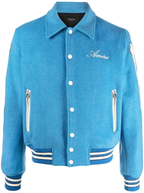 AMIRI bones appliqué wool-blend bomber jacket Blue PS23MOS002463