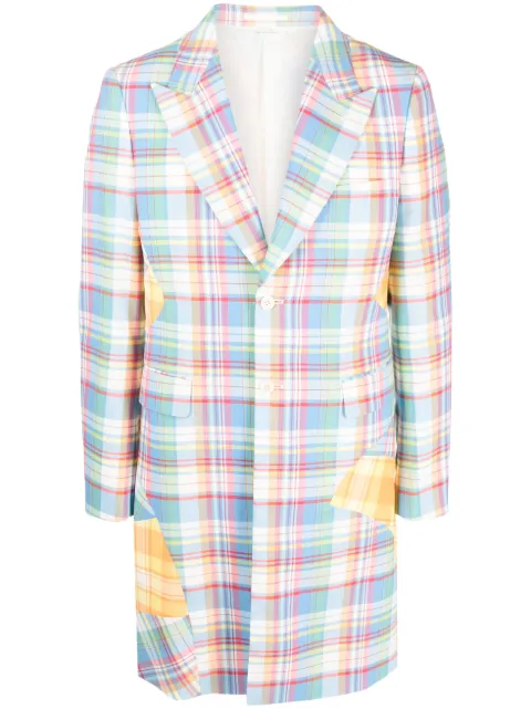Comme des Garçons Homme Plus plaid patchwork single-breasted coat Blue PKJ026