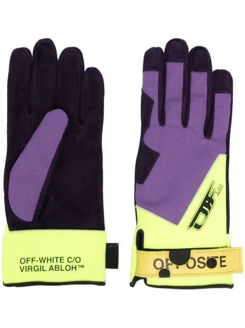 Off-White logo-print touch-strap gloves Purple OMNE030S23FAB0013810