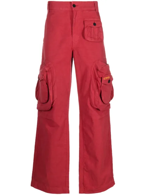 Heron Preston logo-patch cargo trousers Red HMCF011S23FAB004