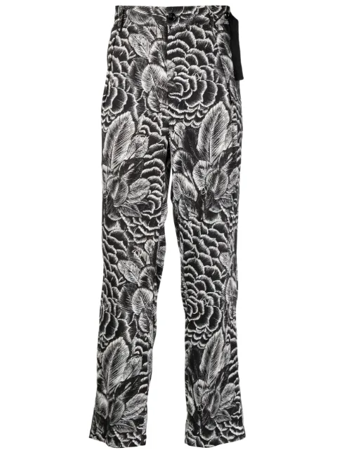 4SDESIGNS slim-cut floral-print trousers Black HHS23254098890