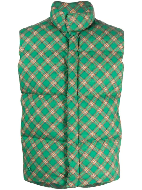 ERL checked quilted down gilet Green ERL06J008