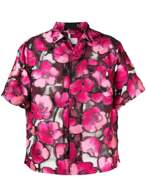 4SDESIGNS floral-print short-sleeve shirt Black HHS2312309741290