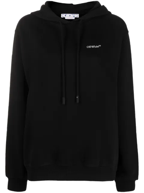 Off-White logo-print cotton hoodie Black OWBB035C99JER0021001