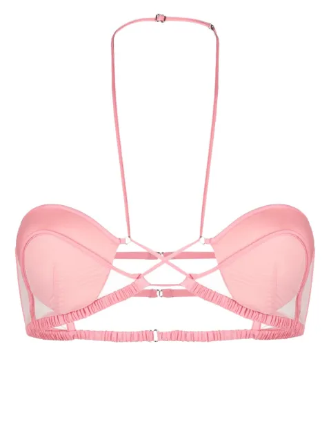 Nensi Dojaka tulle-panel halterneck bra Pink NDSS23LIN003