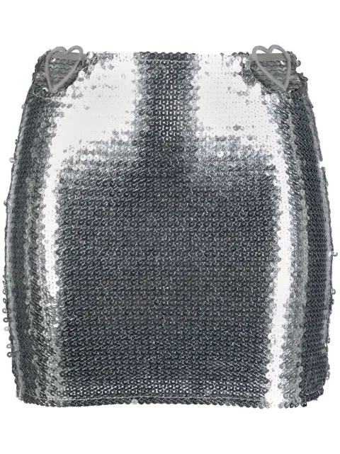 Nensi Dojaka heart cut-out sequinned miniskirt Silver NDSS23SKT022