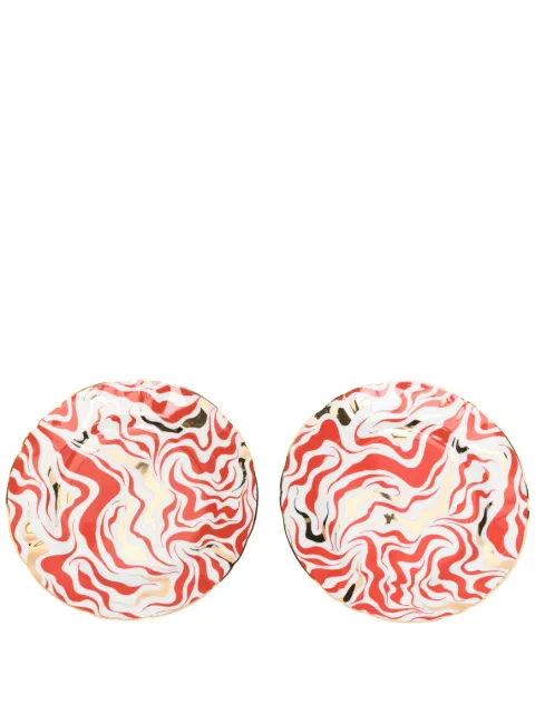 Bitossi Home abstract-print porcelain dishes (set of two) White ABR00025