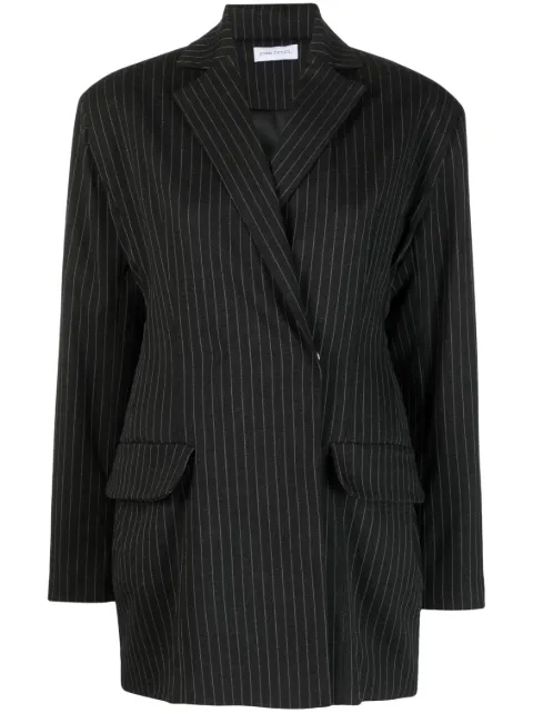 Ioana Ciolacu pinstripe-print wool blazer Black IC23JK28