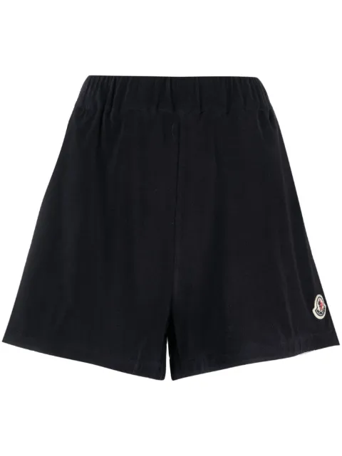 Moncler logo-patch velour shorts Blue I10938H00022596LS