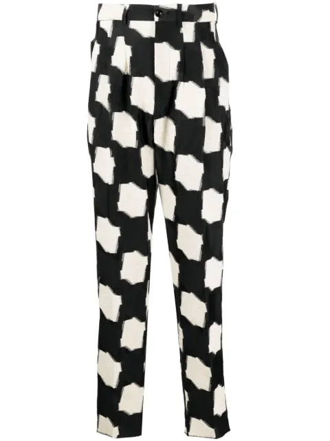 4SDESIGNS pleated geometric-print trousers Brown HHS2324609720690