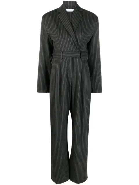 Ioana Ciolacu pinstripe-print wool jumpsuit Black IC23JS31