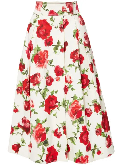 Carolina Herrera floral-print A-line skirt White P2311N313RVC