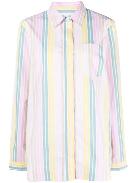 GANNI striped organic cotton shirt Pink F7771