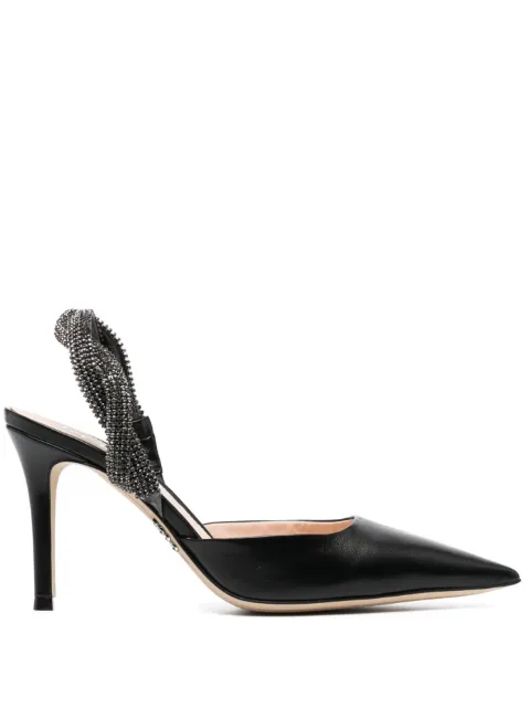 Rodo 95mm crystal-embellished leather pumps Black S0707134
