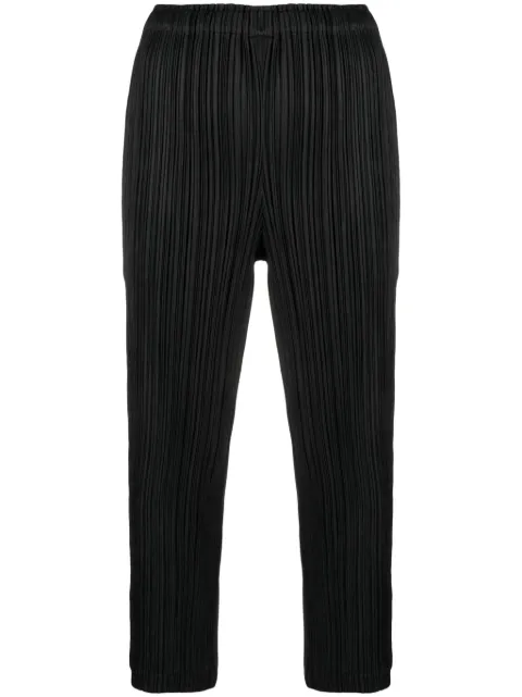 Pleats Please Issey Miyake pleated cropped trousers Black PP38JF372