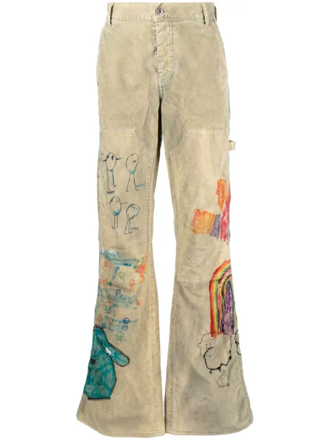 Off-White Cartoon flared carpenter pants Brown OMCE034S23FAB0016184