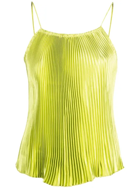 L'IDÉE fully-pleated sleeveless blouse Green ETETOPINTL