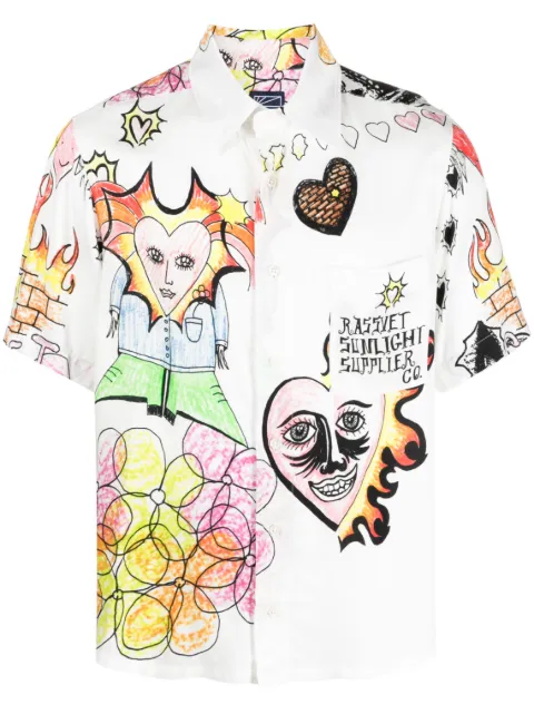 RASSVET Drawstrings graphic-print shirt White PACC12B005
