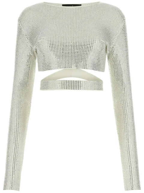 ANDREĀDAMO crystal-embellished blouse White ADSS23TO101352680474