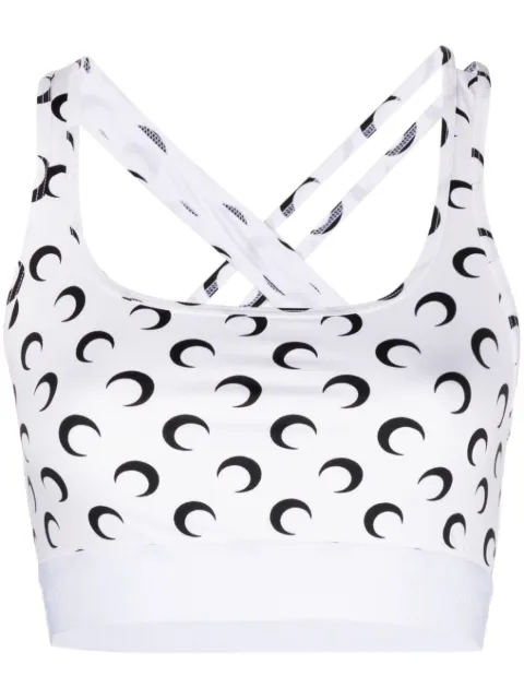 Marine Serre Crescent Moon-print crop top White UW035SS23WJERPA