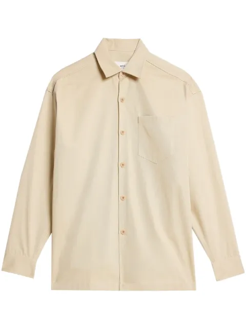 AMI Paris logo-print button-front shirt Neutrals UJK220CO0020