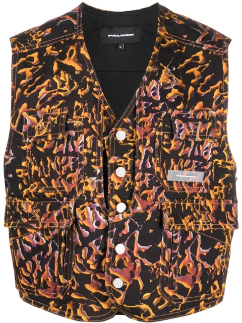 Palmer abstract-print cotton waistcoat Black J003