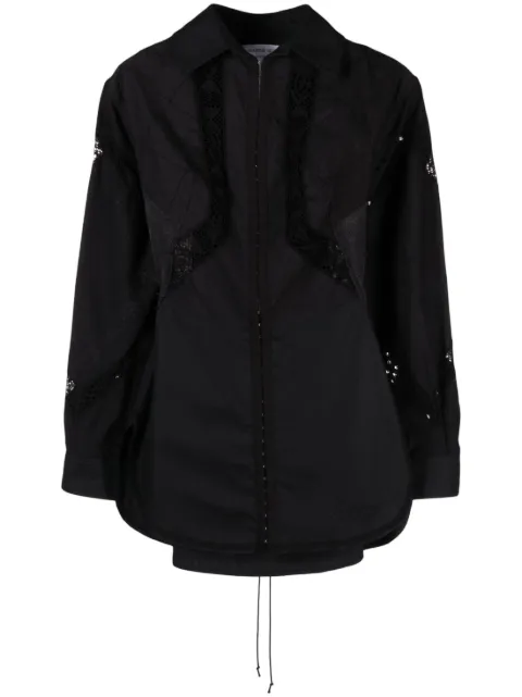 Marine Serre lace-detail shirt dress Black D182SS23WUWOTCO0006