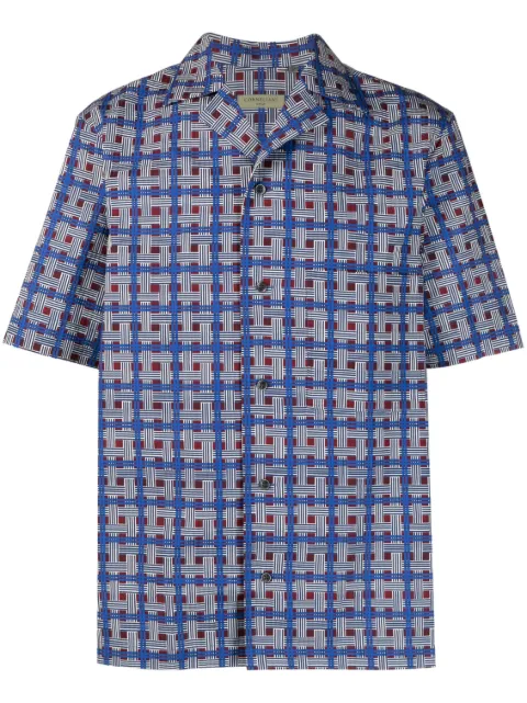Corneliani check-pattern cotton shirt Blue 91IH043111966