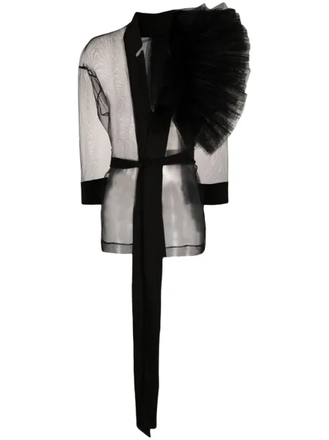 Alchemy tulle-inserts belted jacket Black LIA603