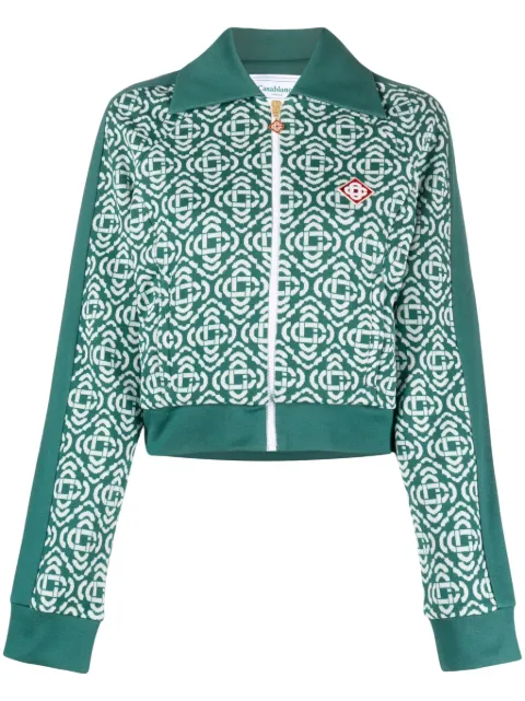 Casablanca monogram cropped cotton-blend track top Green WS23JTP142