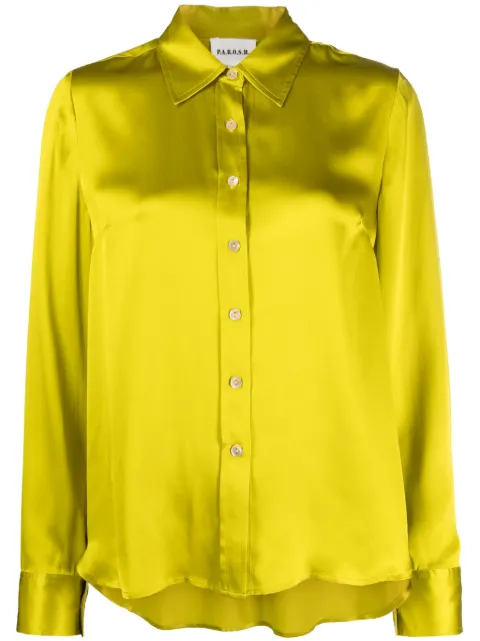 P.A.R.O.S.H. long-sleeve silk shirt Green STELLAD380568