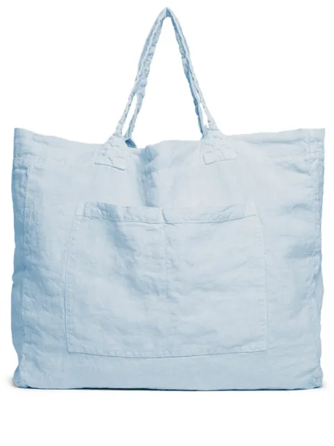 Once Milano Weekend linen tote bag Blue 1430000009