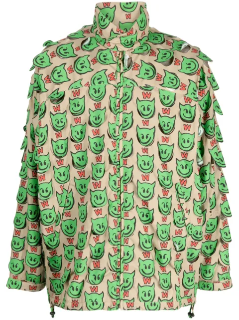 Walter Van Beirendonck motif-print zip-up jacket Brown 1004A